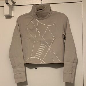 Under Armour Taupe Cropped Long Sleeve Mock Neck Top